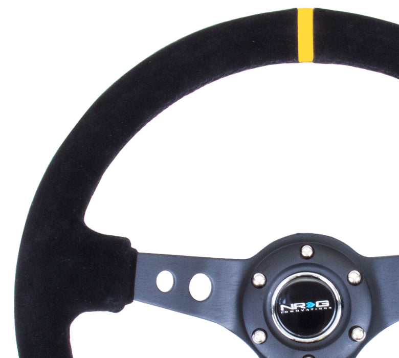 NRG - DEEP DISH SPORT STEERING WHEEL REINFORCED VERSION W/ THREE SPOKE CENTER W/ ROUND HOLES 3IN DEEP DISH