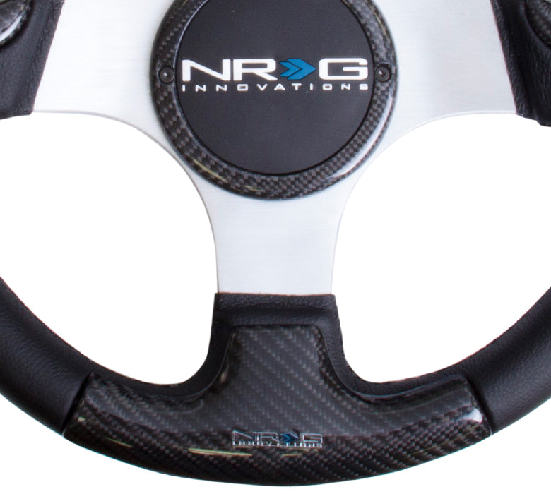 NRG - CARBON FIBER SERIES STEERING WHEEL W/ THREE SPOKE CENTER W/ RUBBER COVER HORN BUTTON