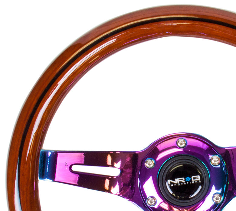 NRG - CLASSIC WOOD STEERING WHEEL W/ THREE SPOKE CENTER W/ SLITS