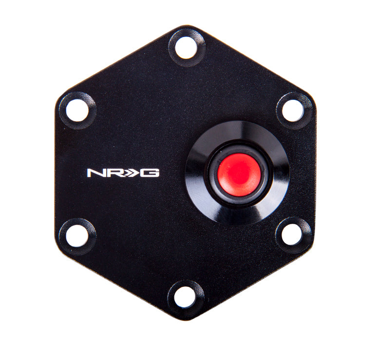 NRG - ANILLO NEGRO ESTILO HEXAGNAL CON BOTÓN DE BOCINA