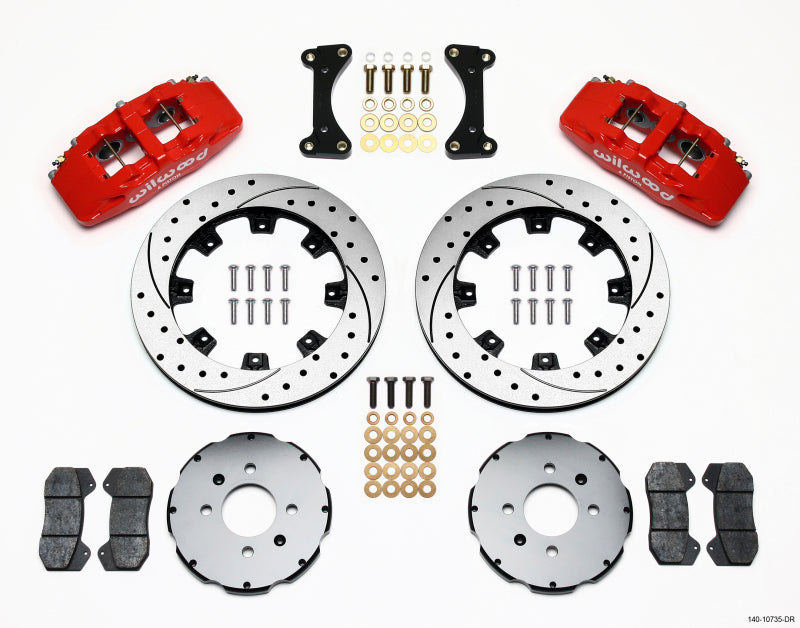 Wilwood Dynapro 6 Front Hat Kit 12,19 pol. Vermelho perfurado 94-01 Honda/Acura com disco de 262 mm
