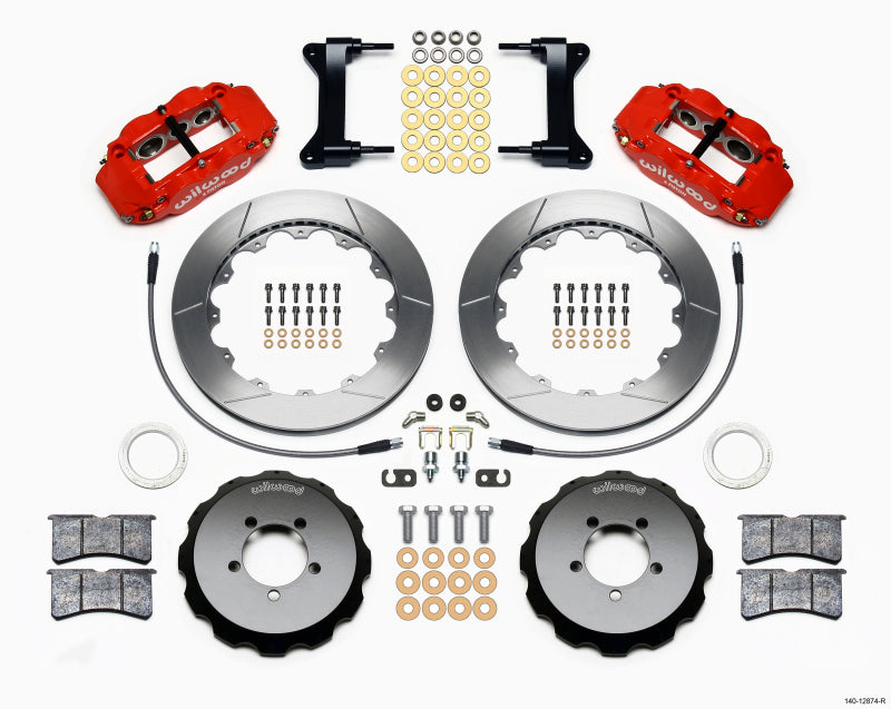 Wilwood Narrow Superlite 6R Kit de sombrero delantero 13.06in rojo 1999-2012 Subaru WRX con líneas
