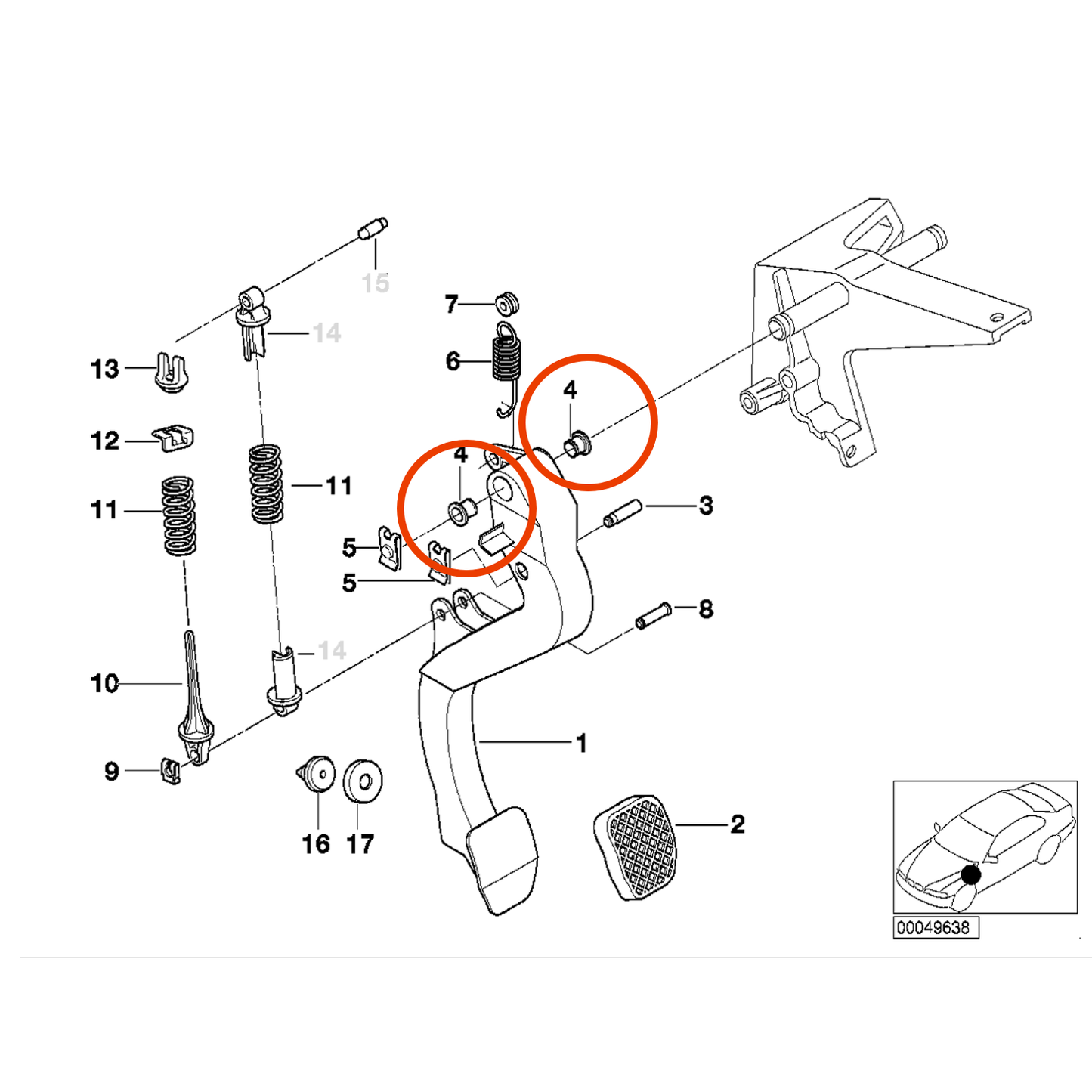 Race German - Brass Brake & Clutch Pedal Bushings for BMW