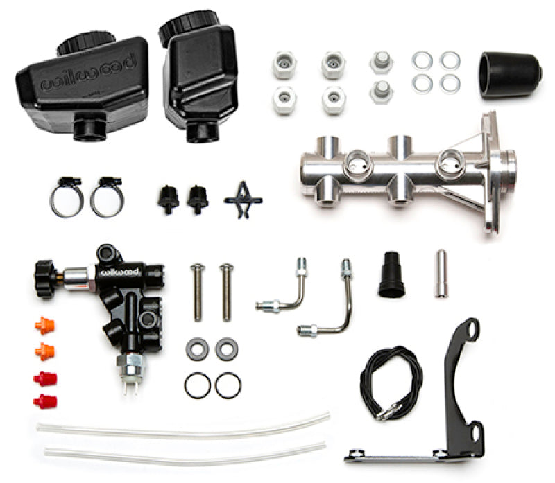 Wilwood Remote Tandem M/C Kit c/Brkt e Válvula - Furo de 1 pol. Polido