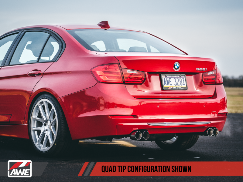 AWE Tuning BMW F3X N20/N26 328i/428i Touring Edition Salida cuádruple de escape - Puntas cromadas plateadas de 80 mm