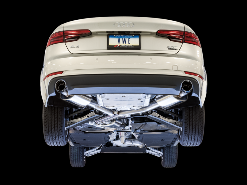 Saída dupla de escape AWE Tuning Audi B9 A4 Touring Edition - pontas de prata cromadas (inclui DP)