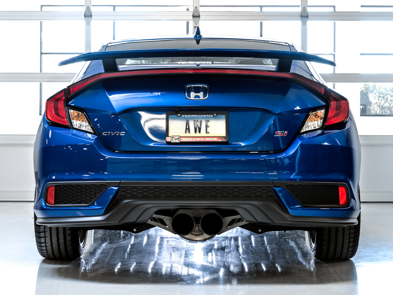 Escape AWE Tuning 2016+ Honda Civic Si Touring Edition com tubo dianteiro e pontas duplas pretas Diamond
