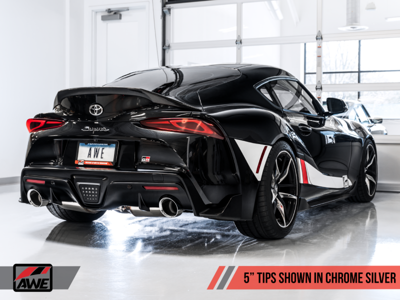 AWE 2020 Toyota Supra A90 Non-Resonated Touring Edition Escape - 5 pol Chrome Silver Tips