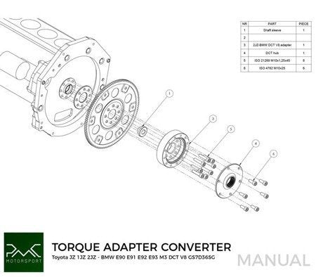 PMC Motorsport - Adapter Kit Toyota JZ 1JZ 2JZ - BMW DCT DKG Getrag GS7D36SG V8 S65