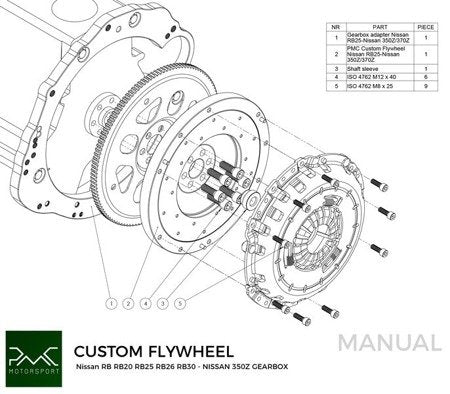 PMC Motorsport - Flywheel Nissan RB - Nissan 350Z Z33 370Z Z34 - 250mm / 9.84" (K0350-RB)