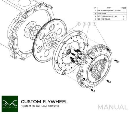 PMC Motorsport - Flywheel Toyota JZ - Toyota Altezza / Lexus IS200 J160 Aisin AZ6 (first gen.) (K0J160-JZ)