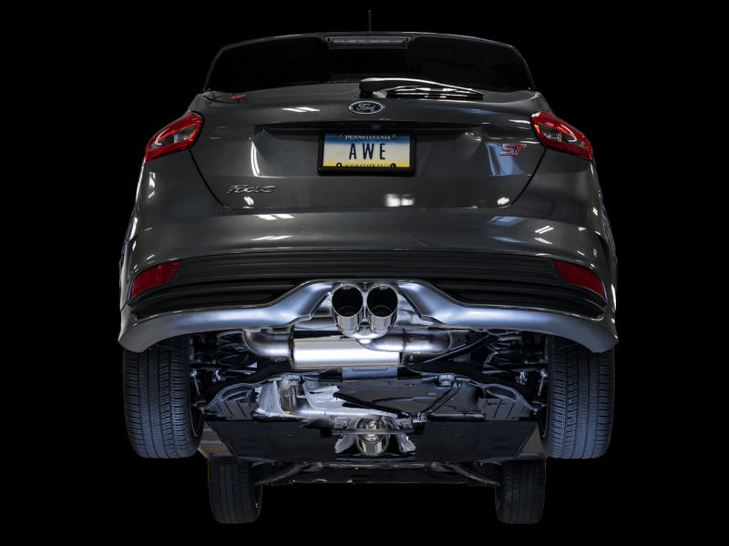 AWE Tuning Ford Focus ST Touring Edition Cat-back Escape - Resonated - Chrome Silver Tips