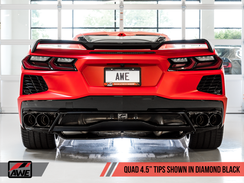 AWE Tuning 2020 Chevrolet Corvette (C8) Touring Edition Escape - Quad Diamond Black Tips