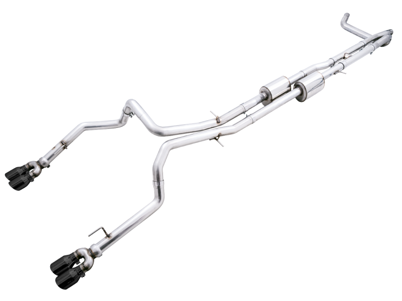 AWE Tuning 4th Gen GM 1500 6.2L 0FG Catback Split Saída traseira (com recortes de pára-choques) - Pontas Quad Diamond