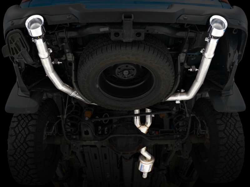 AWE Tuning 09-18 RAM 1500 5.7L (con recortes) 0FG Escape Cat-Back de salida trasera doble - Puntas plateadas cromadas