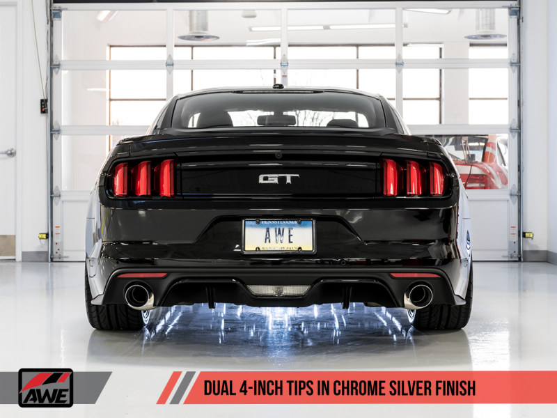 AWE Tuning S550 Mustang GT Cat-Back Exhaust - Track Edition (Diamond Black Tips)