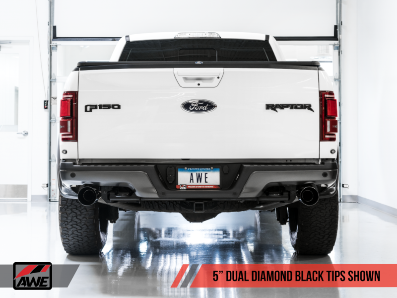 Sistema de escape AWE Tuning 2017+ Ford Raptor 0 FG Performance - com pontas Diamond Black