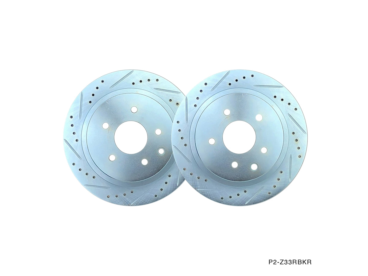 P2M - NISSAN 2003-05 350Z, 2003-04 G35 (RWD/AWD), 2005 G35 AWD ROTORES DE FREIO TRASEIRO (NÃO-BREMBO) (P2-Z33RBKR)