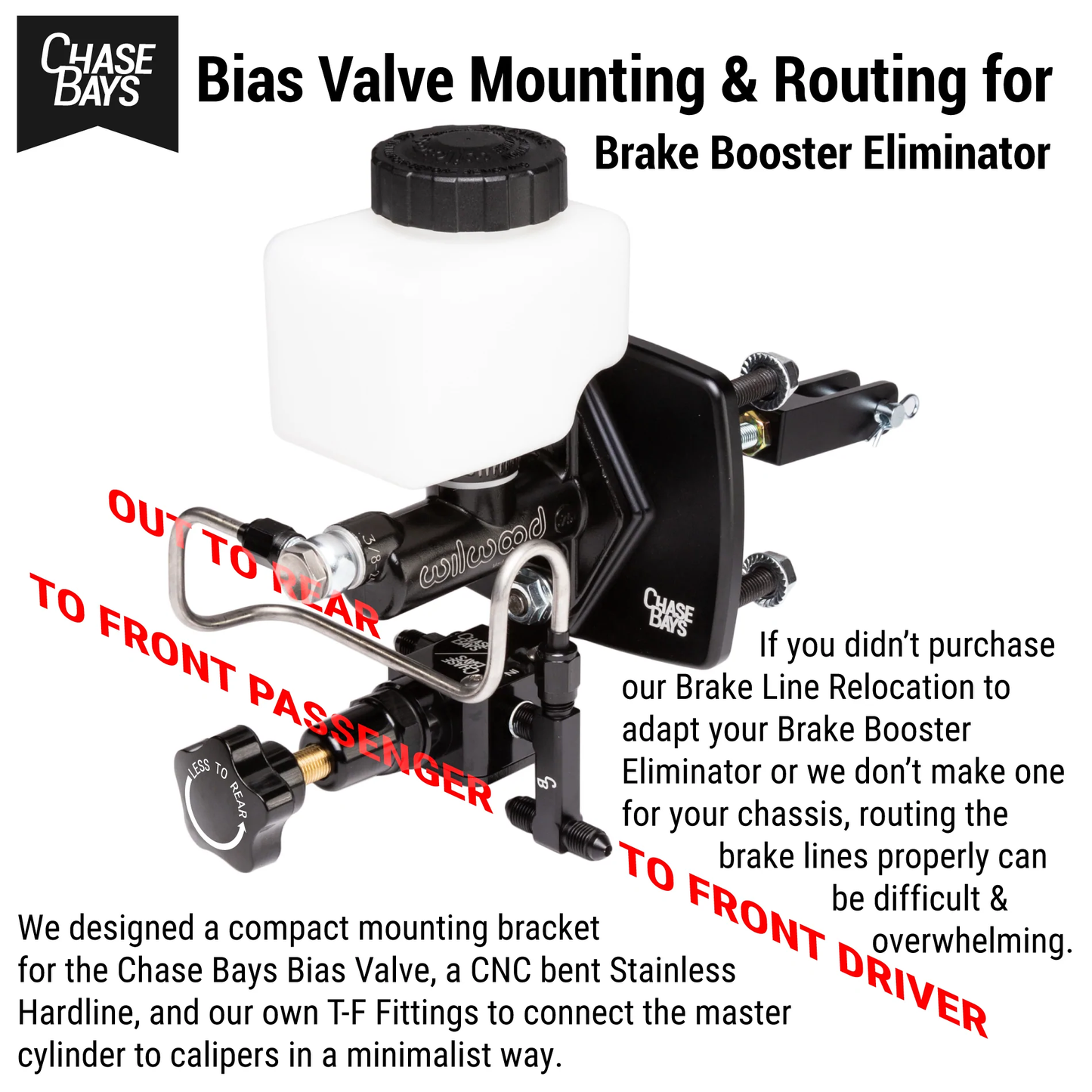 Chase Bays - Bias Valve Mounting & Routing for Brake Booster Eliminator (CB-U-BBECOMBO)