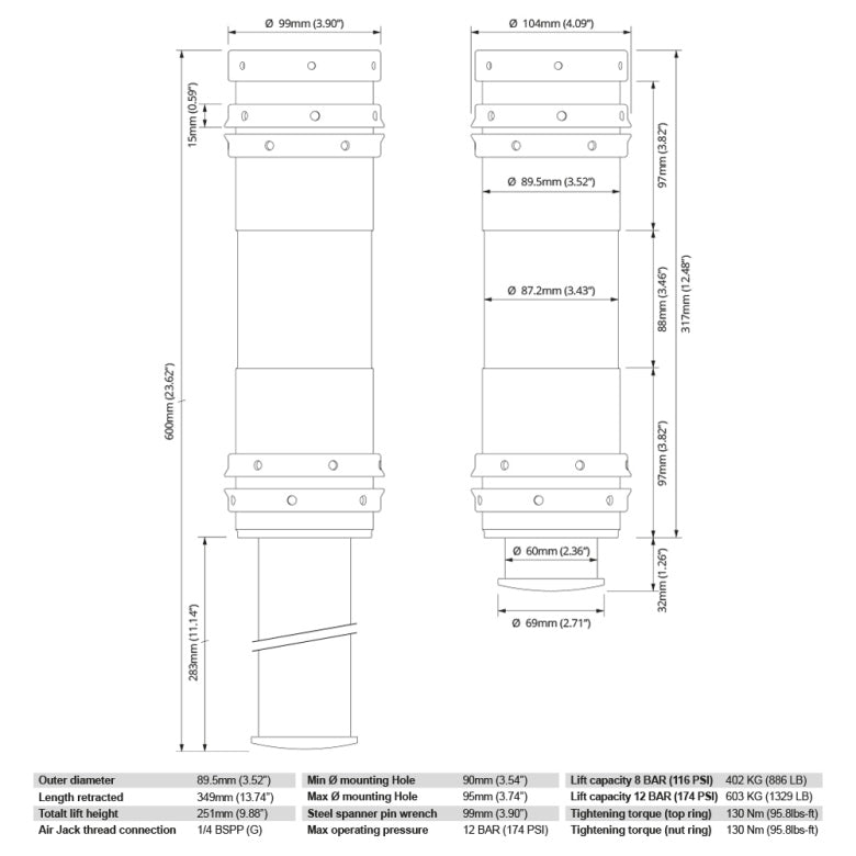 Nuke Performance - Air Jack 90 Competition Complete Set 4pc, 8bar (590-01-204)