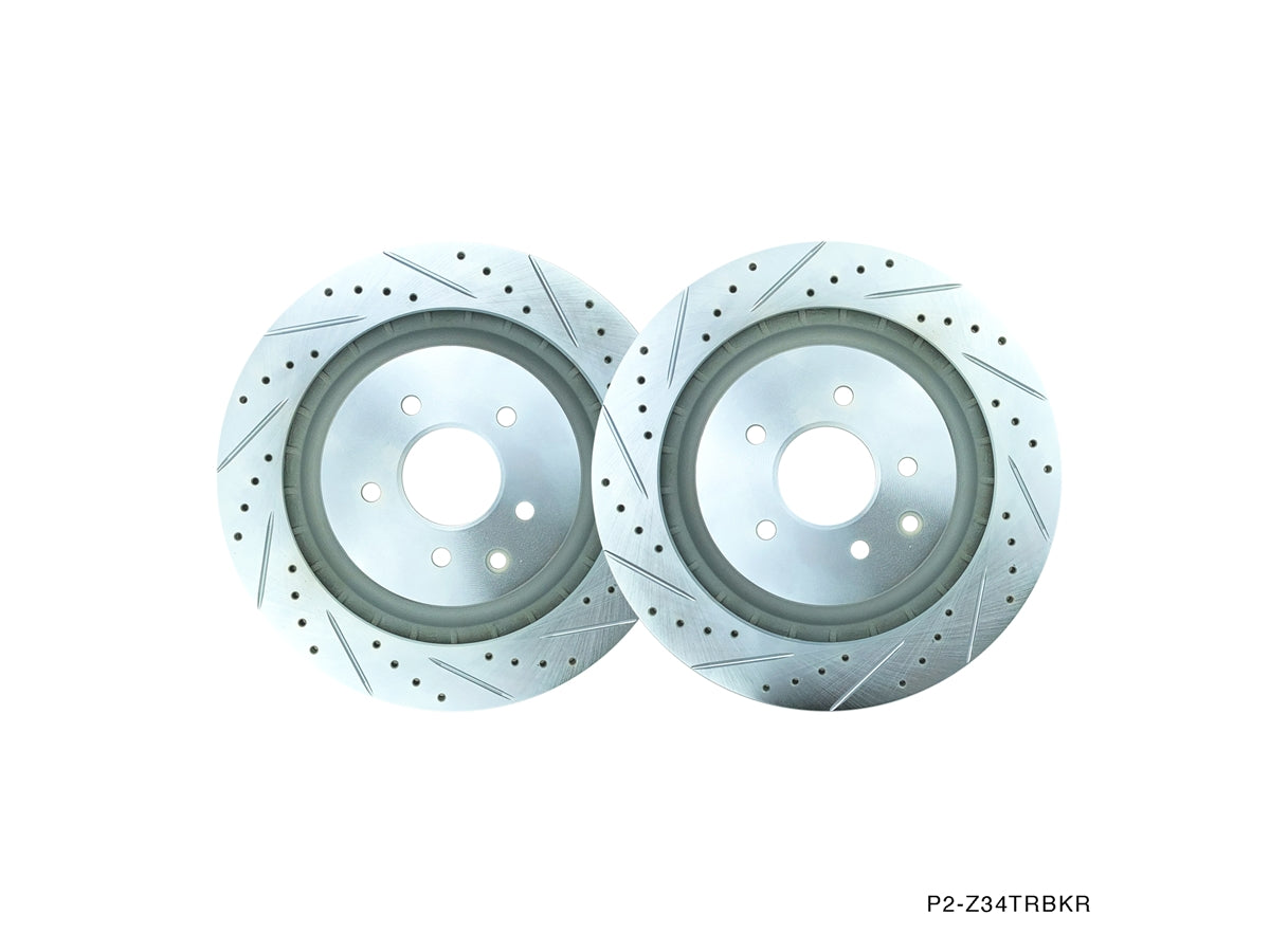 P2M - NISSAN 370Z/G37 2009+ REAR BRAKE ROTORS (AKEBONO) (P2-Z34TRBKR)