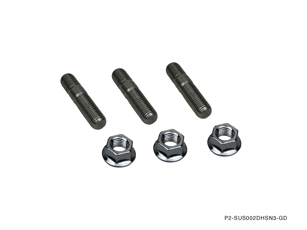 P2M - CONJUNTO DE PORCAS DE CABEÇA DUPLA DE ESCAPE DE INOX M10X1.25: CONJUNTO DE 3 PEÇAS (P2-SUS002DHSN3-GD)
