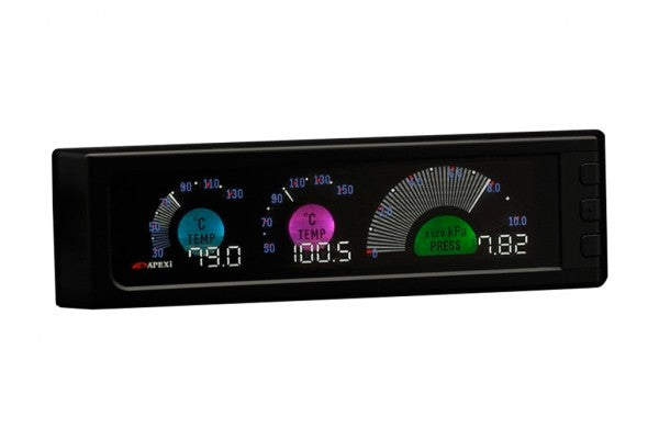 APEXi - Electronics, DIN3 Meter VFD-LED Display (Sensors Inc: Temp. x 2 & Pressure x 1) (409AA003)