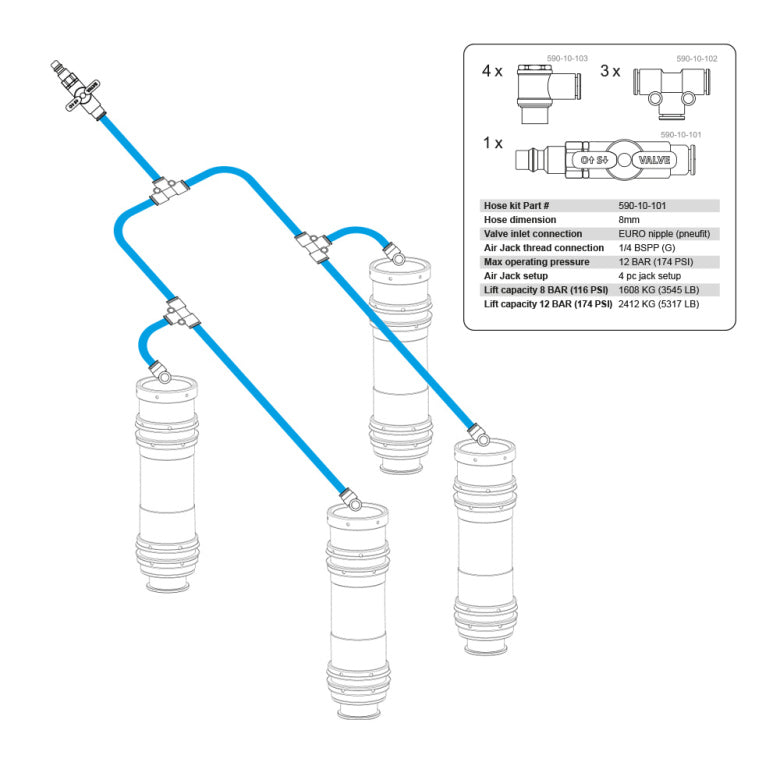 Nuke Performance - Air Jack 90 Competition Complete Set 4pc, 8bar (590-01-204)
