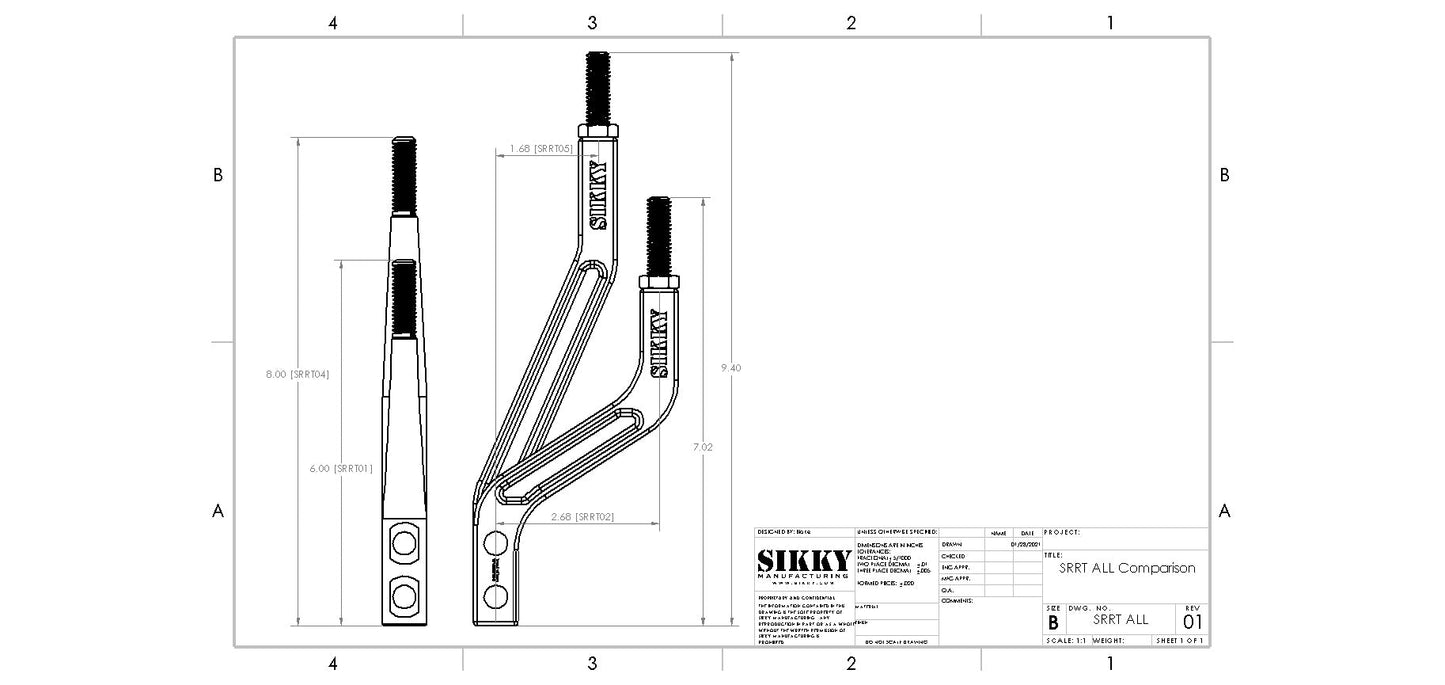 Sikky Manufacturing - Varilla de cambio superior torcida de 1.5” (SM-SRRT05)