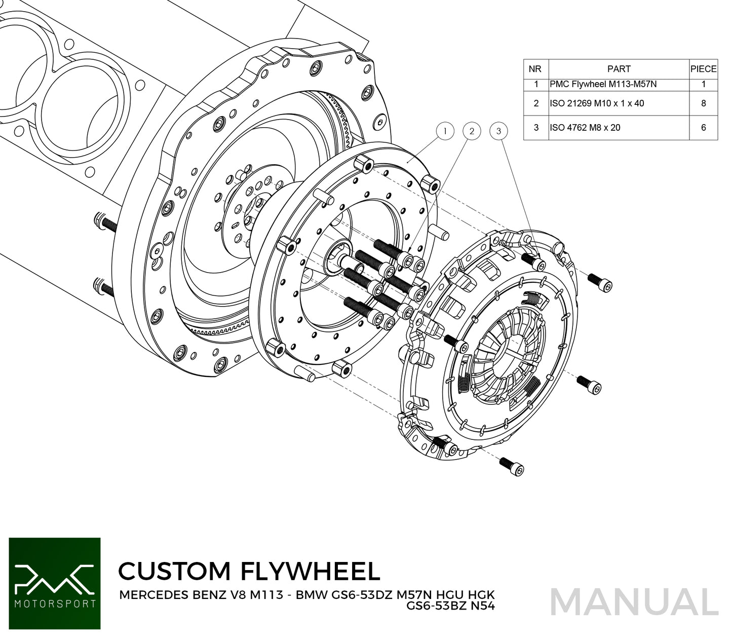 STAGE 1 Mercedes-Benz M104 OM605 OM606 - BMW M57N HGU HGK / N54 - 240mm / 9.45" ( S1-M104-HGU-952 )