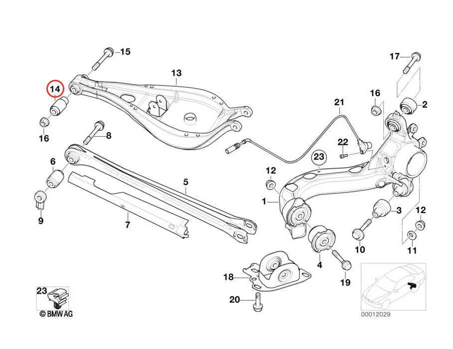 PMC Motorsport - Aluminium control arm rear bushing No.14 BMW E36 E46 Uniball (TE36-N14)