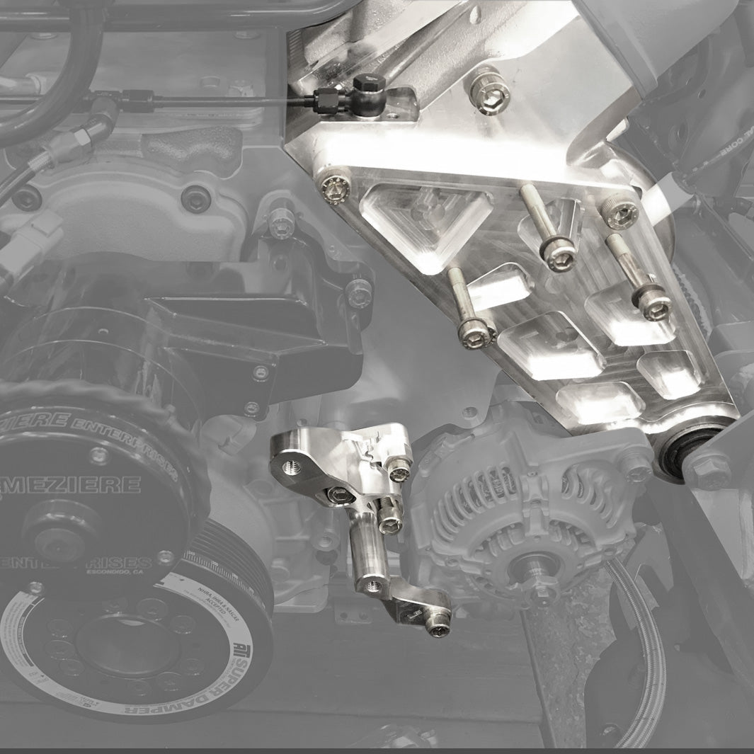 HGK Racing - LS Based Engine Alternator Bracket With Tensioner Pulleys