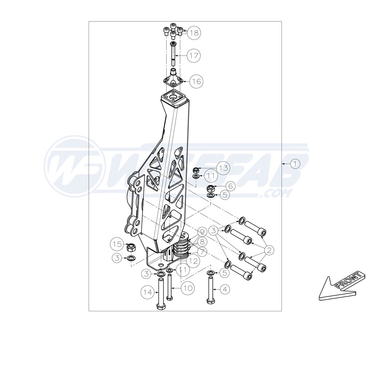 WiseFab - Nissan 350/370Z Front Knuckle Left montado (WF370_100LA)