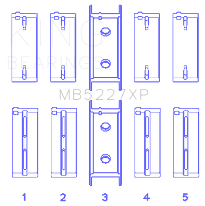 King Mitsubishi 4G63/4G64 6 Bolt 1st Gen DSM Performance Main Bearing Set - Size +0.25mm