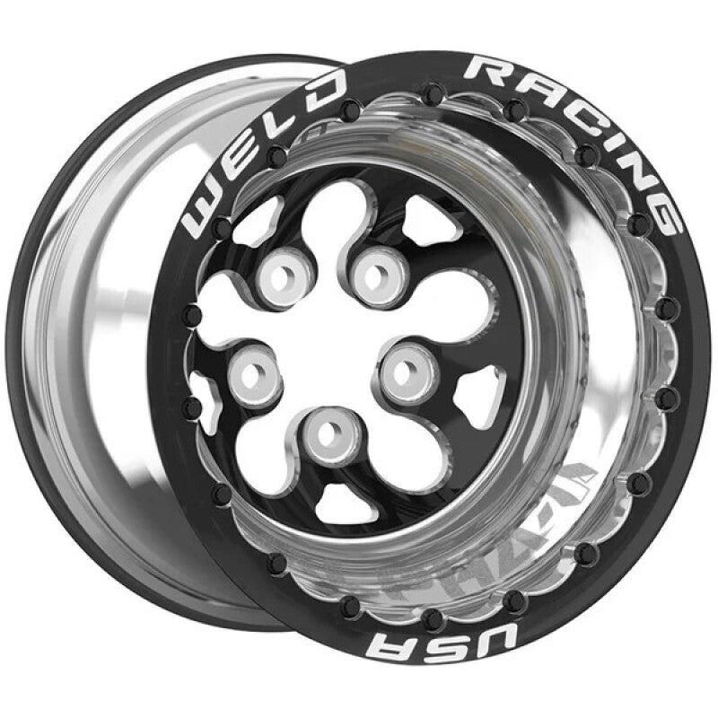 Weld Alpha-1 Pro 15X14 / 5X4.75 BP / 1 BS / -165 Offset - Black CTR Black MT Wheel DBL