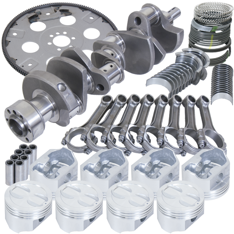 Eagle Chevy 350 1Pc 3.480in Crank 5.700in I-Beam Rods 4.000in Pistons 168 Tooth FP Balanced Assembly