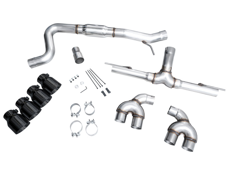 AWE Tuning MK8 Volkswagen Golf R 3in Track Edition Quad Exhaust - Diamond Black Tips