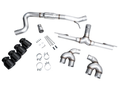 AWE Tuning MK8 Volkswagen Golf R 3in Track Edition Quad Exhaust - Diamond Black Tips