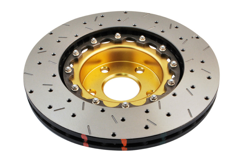 DBA 02-10 WRX / 13+ FR-S / 13+ BRZ Premium Front Drilled & Slotted 5000 Series Rotor w/ Gold Hat