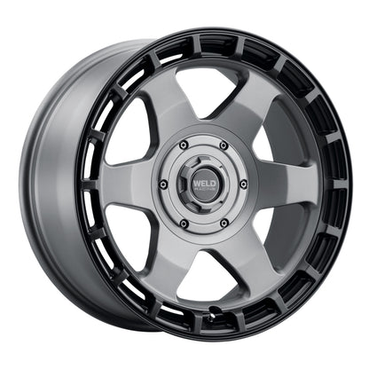 Weld Off-Road Ridge 20x9 - 8x180 BP - ET0 - 124.3mm CB - Satin Gunmetal Wheel (Black Ring)