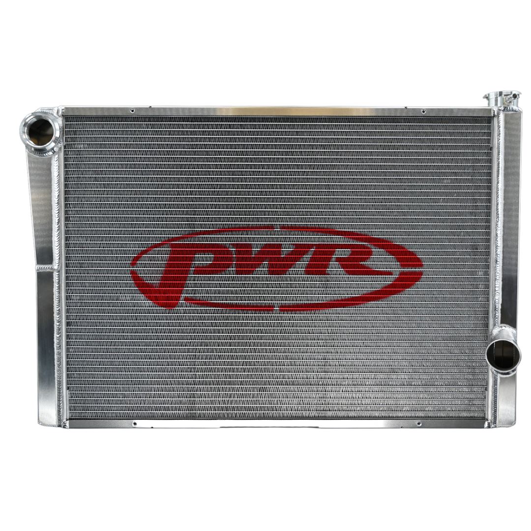 PWR - 42mm Universal Performance Radiator (PWR Open 28″ x 19″) -20 AN Port Inlet, 1-3/4″ High Outlet