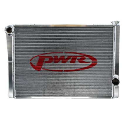 PWR - 42mm Universal Performance Radiator (PWR Open 28″ x 19″) -20 AN Port Inlet, 1-3/4″ High Outlet
