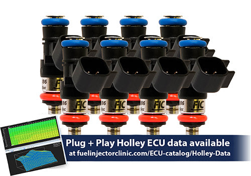 Fuel Injector Clinic - 0660cc (72 lbs/hr at OE 58 PSI fuel pressure) FIC Fuel Injector Clinic Injector Set for Holley GM composite intakes (High-Z) (ish03-0660h-sp)