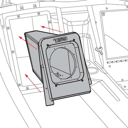 DS18 2015+ Polaris Slingshot Rear Subwoofer Enclosure Fits 10in Subwoofer- Black Bed Liner Finish