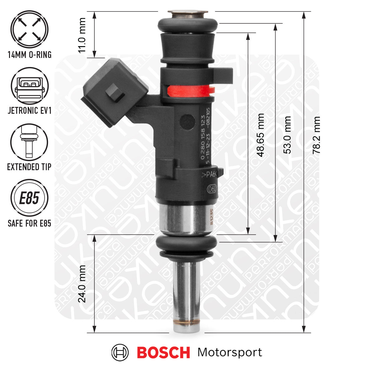 Nuke Performance - Bosch injector 627cc, 53mm (EV14S), 5pcs flow matched