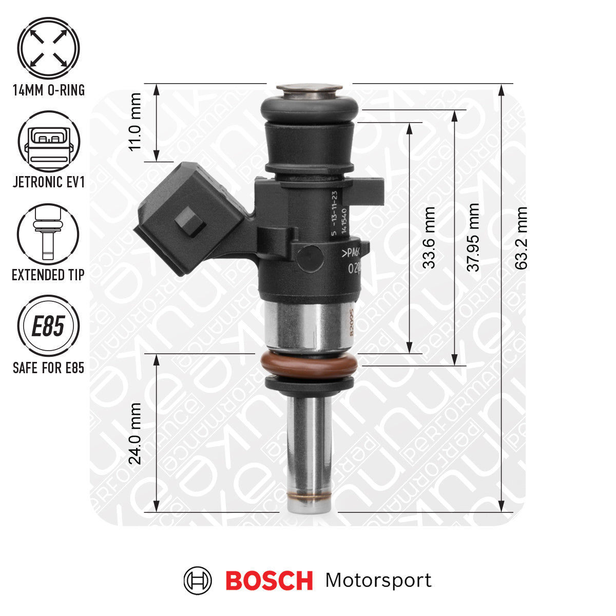 Nuke Performance - Bosch injector 870cc, 38mm (EV14K), 5pcs flow matched
