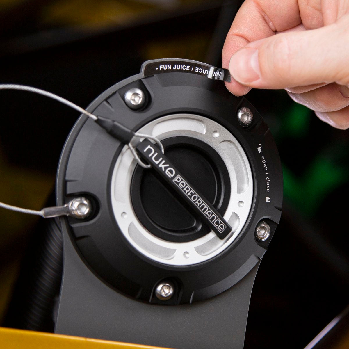 Nuke Performance - Steel mounting bracket for Remote filler cap, with M6 bolts