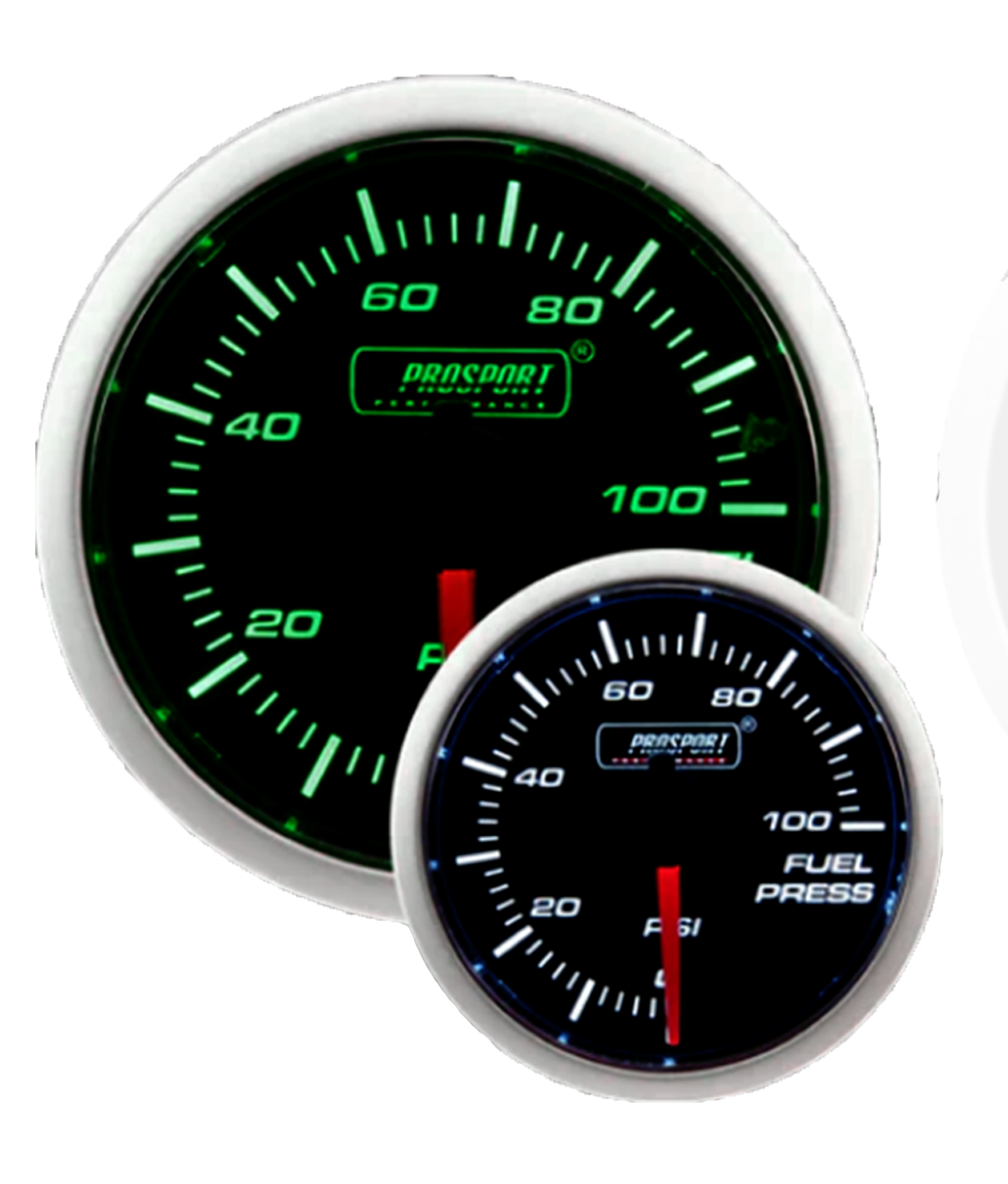 Prosport Gauges - 2-1/16" Green/White Fuel Pressure Gauge