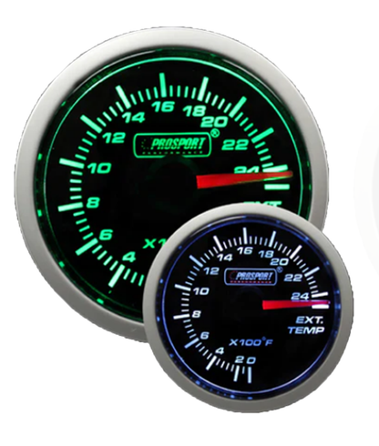 Prosport Gauges - 2-1/16" Green/White Exhaust Gas Temperature Gauge