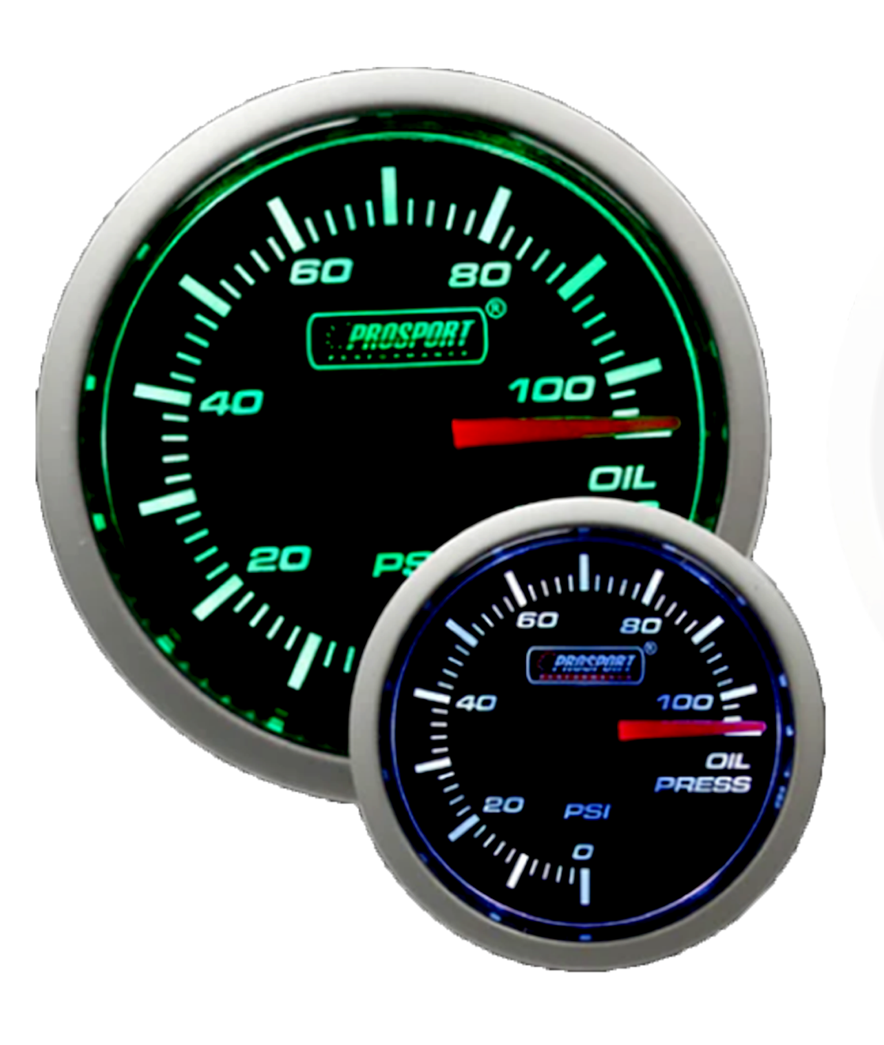 Prosport Gauges - 2-1/16" Green/White Oil Pressure Gauge